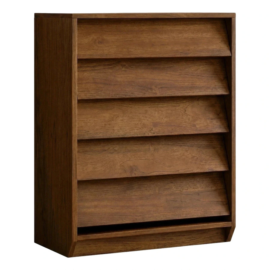 Modern Brown Wood Tilt-Out Shoe Storage Cabinet