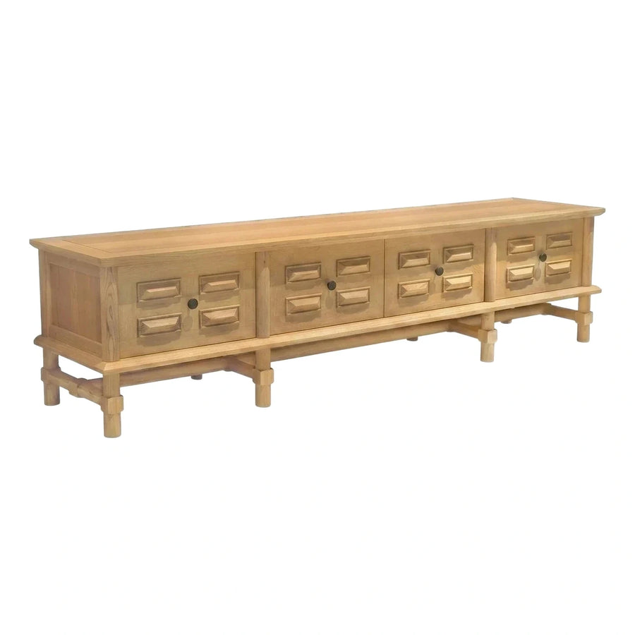Solid Wood Media Console with Paneled Doors