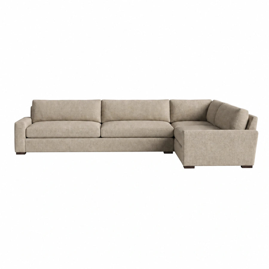 Beige Fabric L-Shaped Sectional Sofa