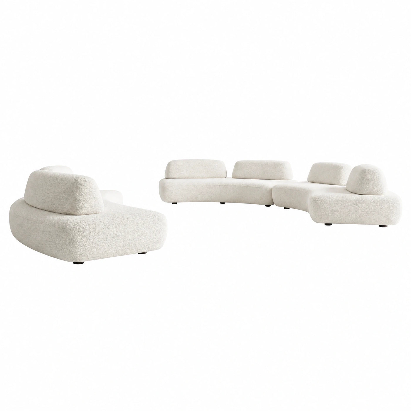 Modular Curved Boucle Sectional Sofa Set