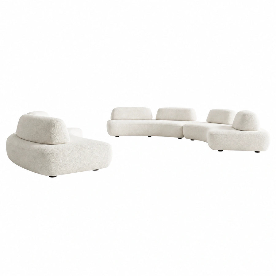 Modular Curved Boucle Sectional Sofa Set