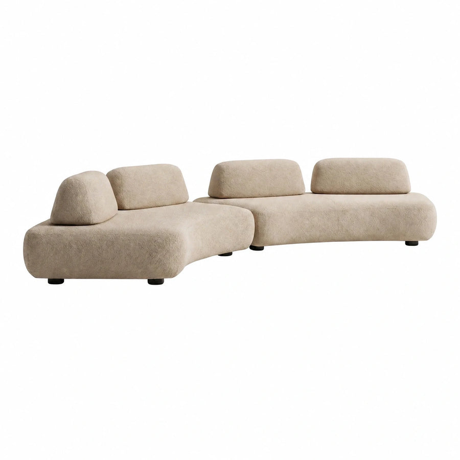 Beige Modular Sectional Sofa with Curved Design