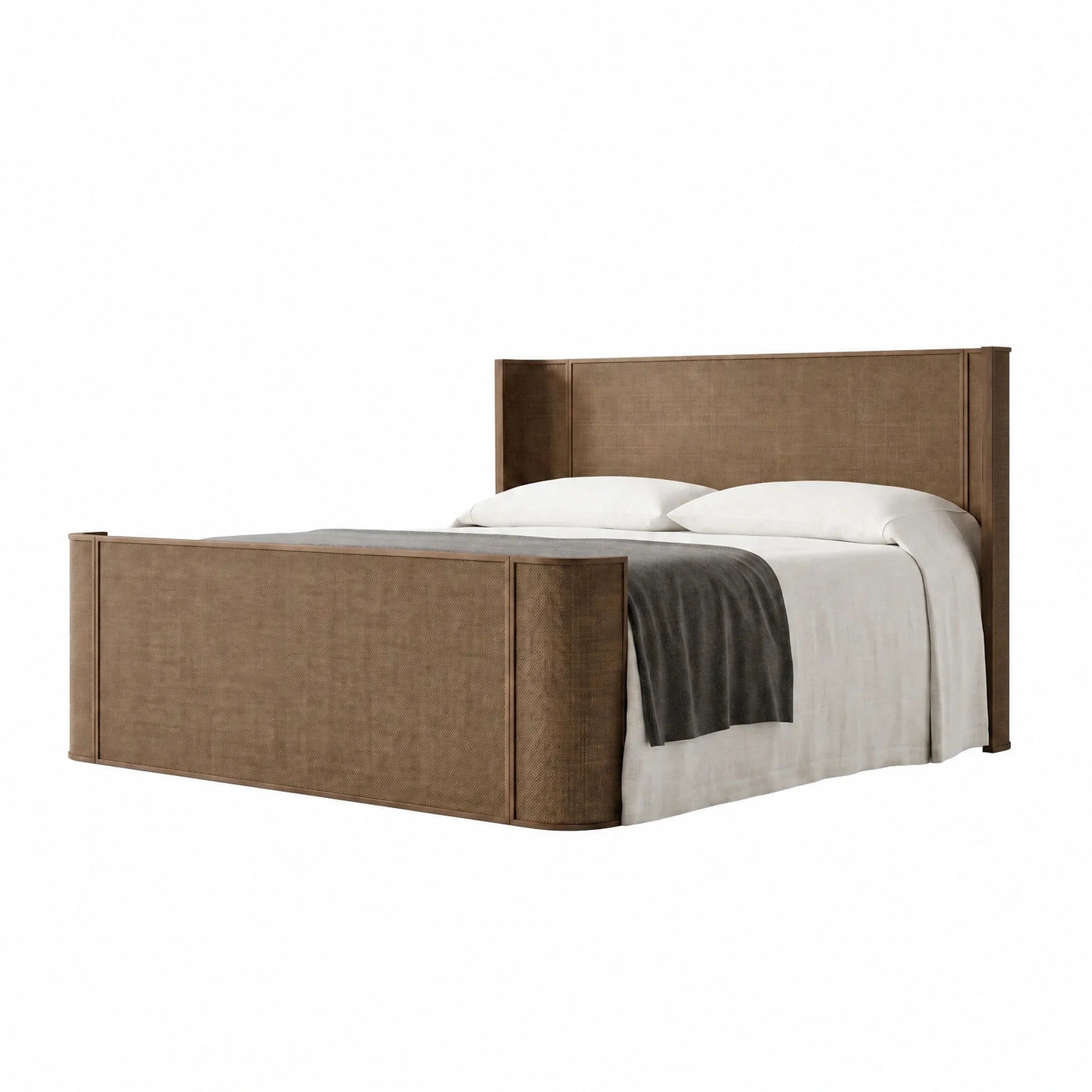 Modern Upholstered Bed with Textured Headboard and Footboard