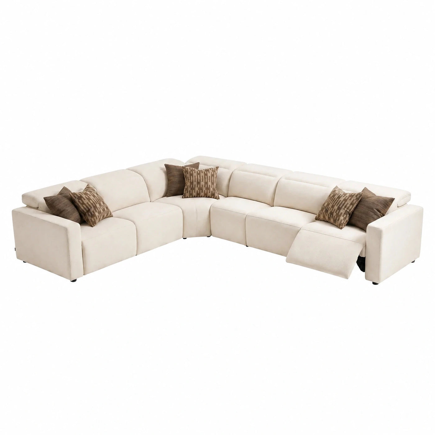 Cream Modular Sectional Sofa with Recliner