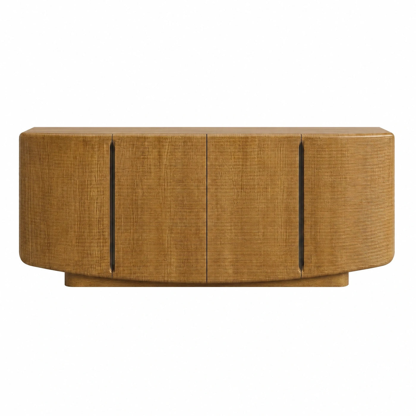 Curved Wood Sideboard with Vertical Grooves