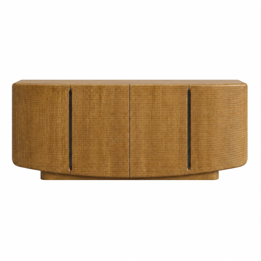 Curved Wood Sideboard with Vertical Grooves