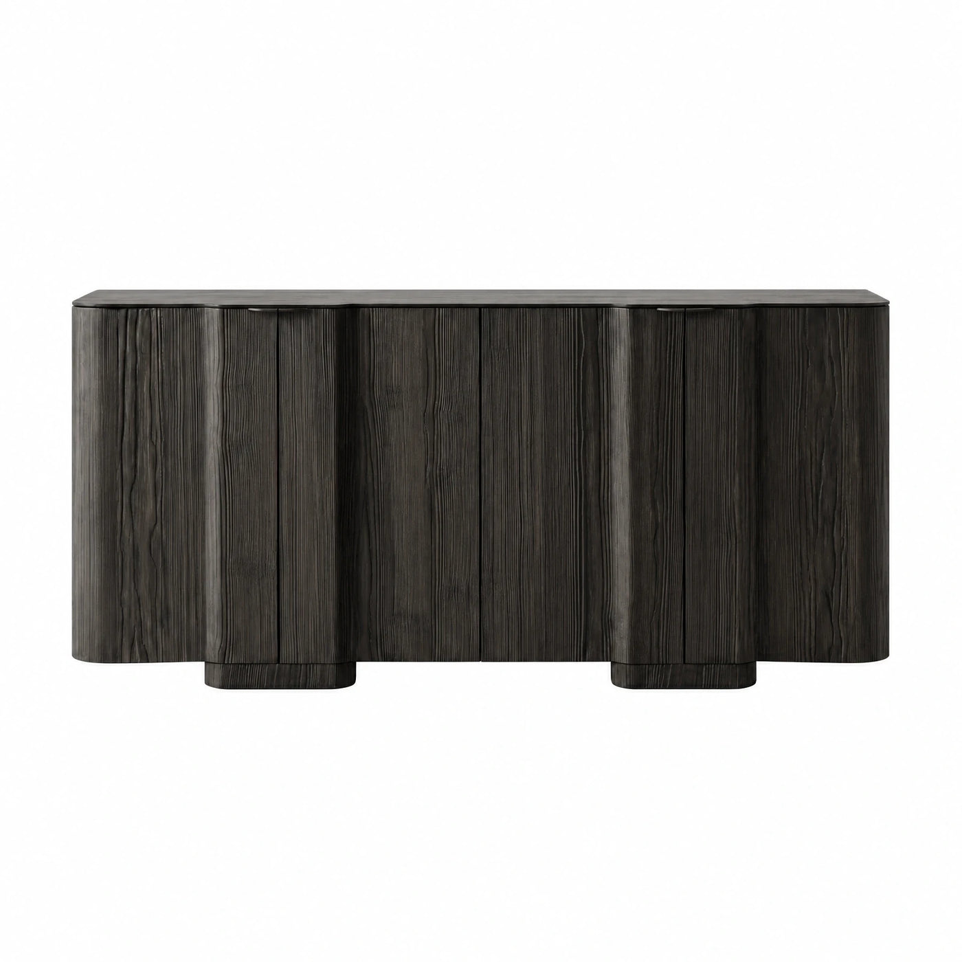 Dark Wood Fluted Sideboard Cabinet