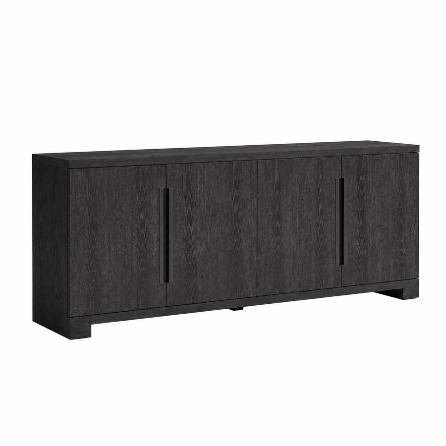 Dark Wood Grain Four-Door Sideboard Cabinet