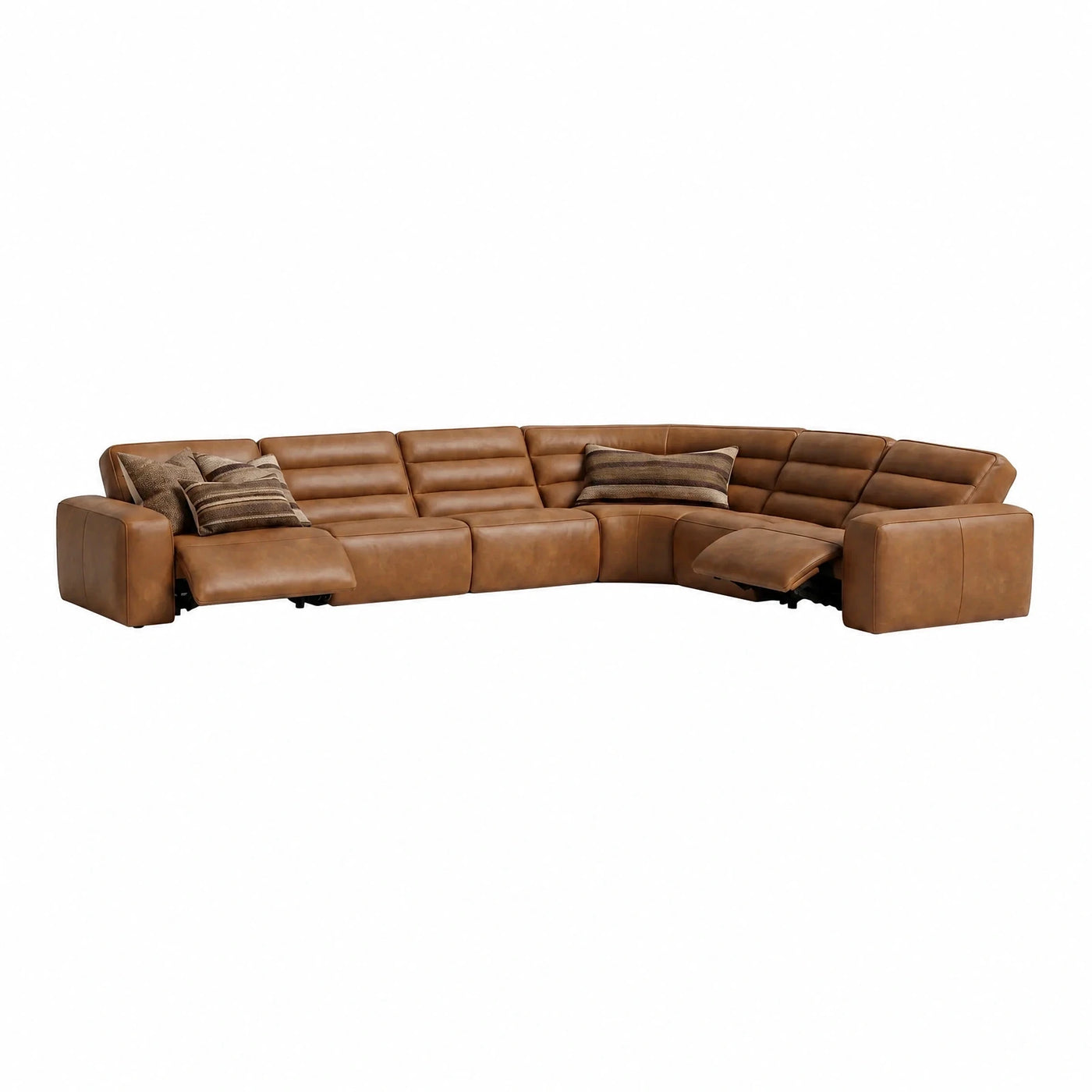 Brown Leather Reclining Sectional Sofa