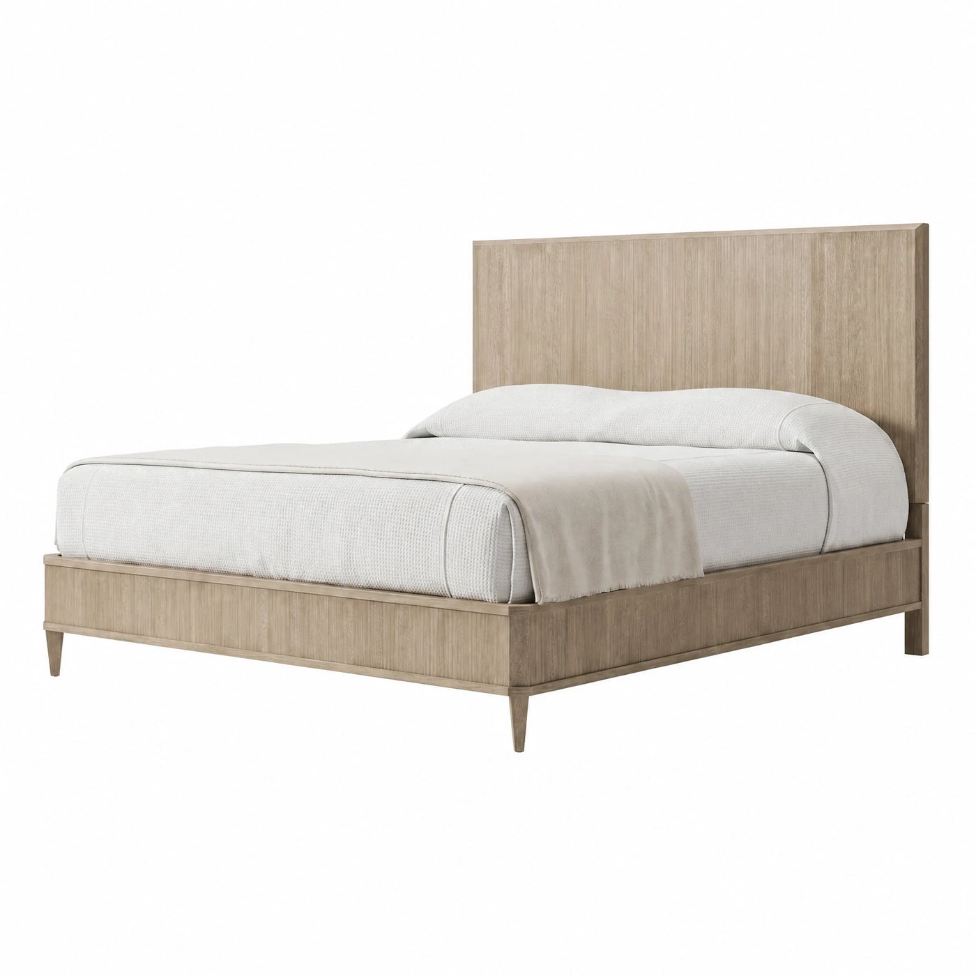 Light Wood Platform Bed with Tall Headboard