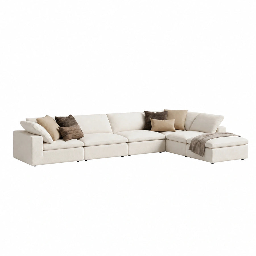Cream Modular Sectional Sofa with Chaise