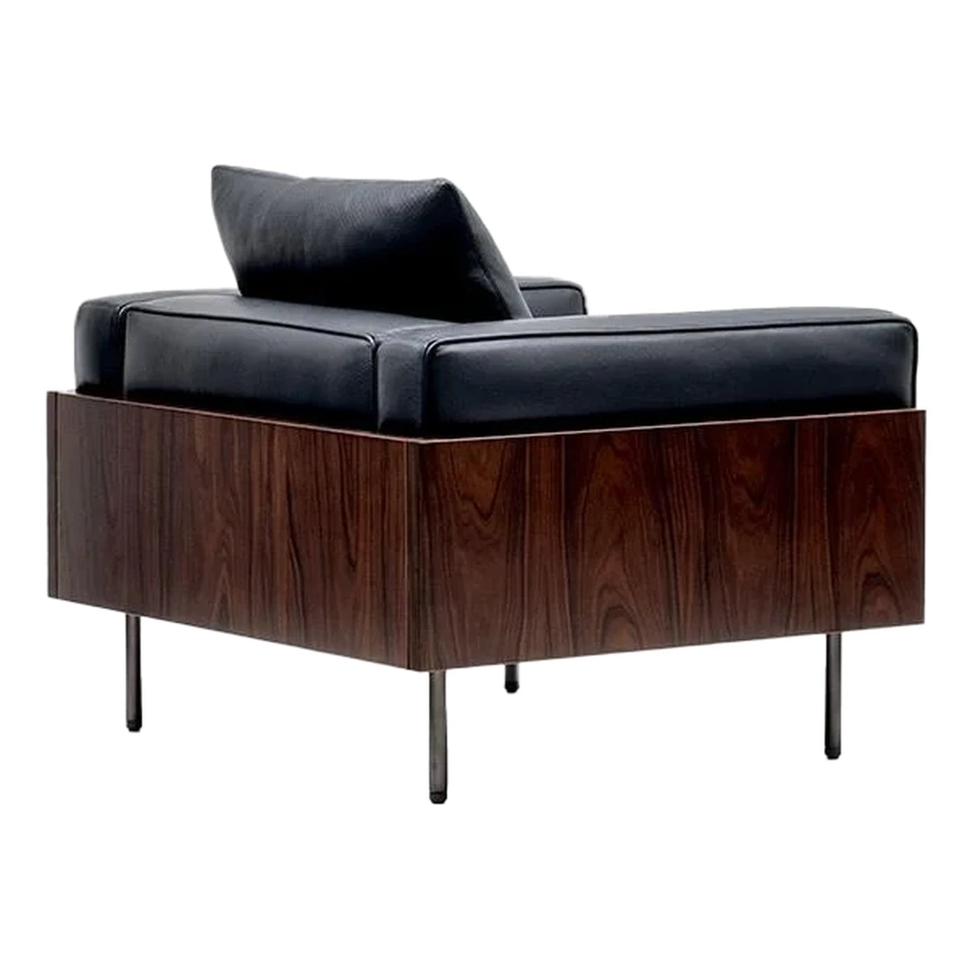 Minotti Brasilia Wood Base Leather Chaise Lounge