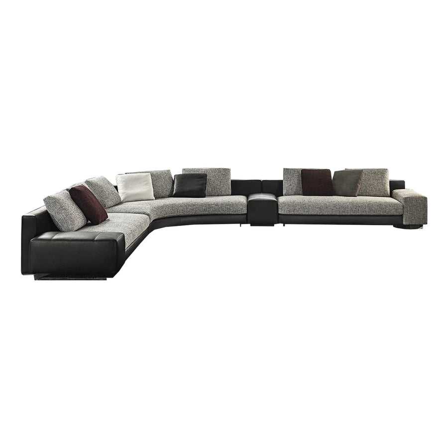 Minotti Daniels Leather and Fabric Sectional Sofa