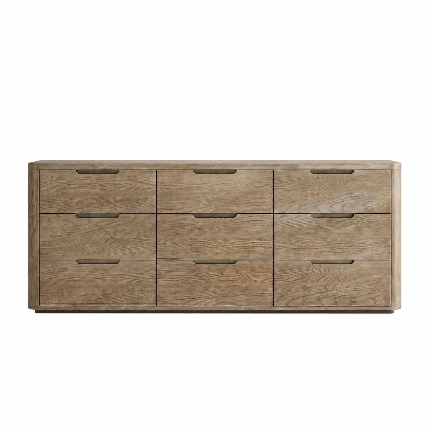 Nine-Drawer Wooden Dresser with Integrated Handles