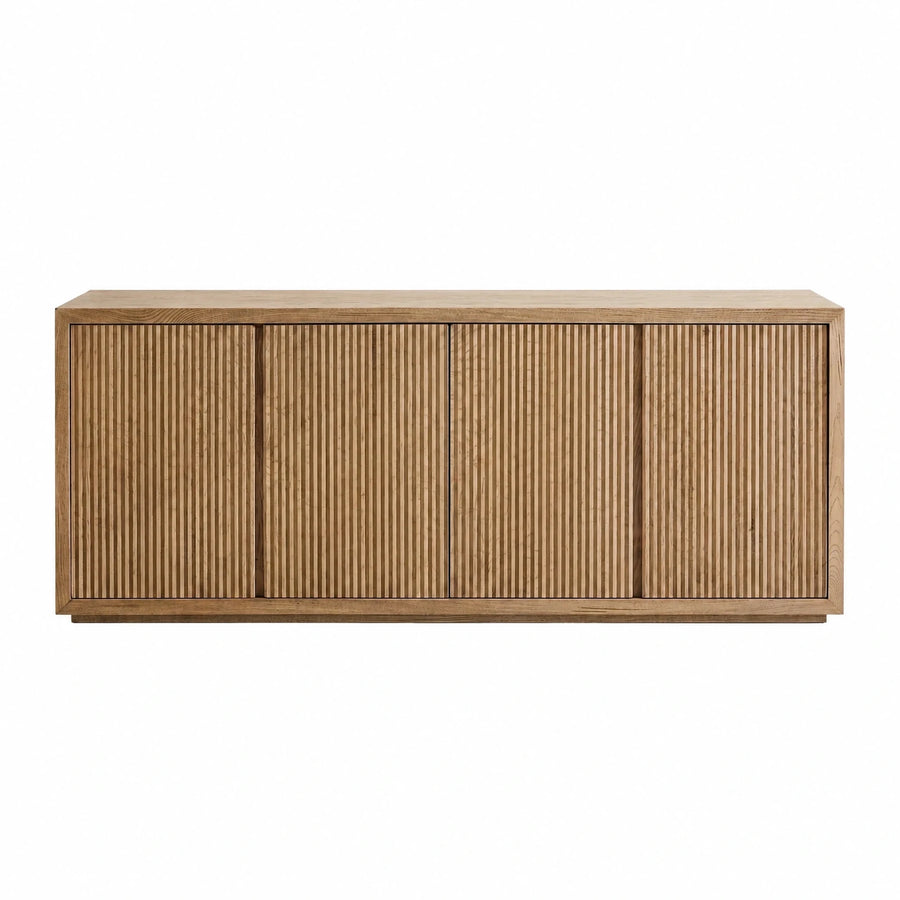 Wooden Sideboard with Fluted Sliding Doors