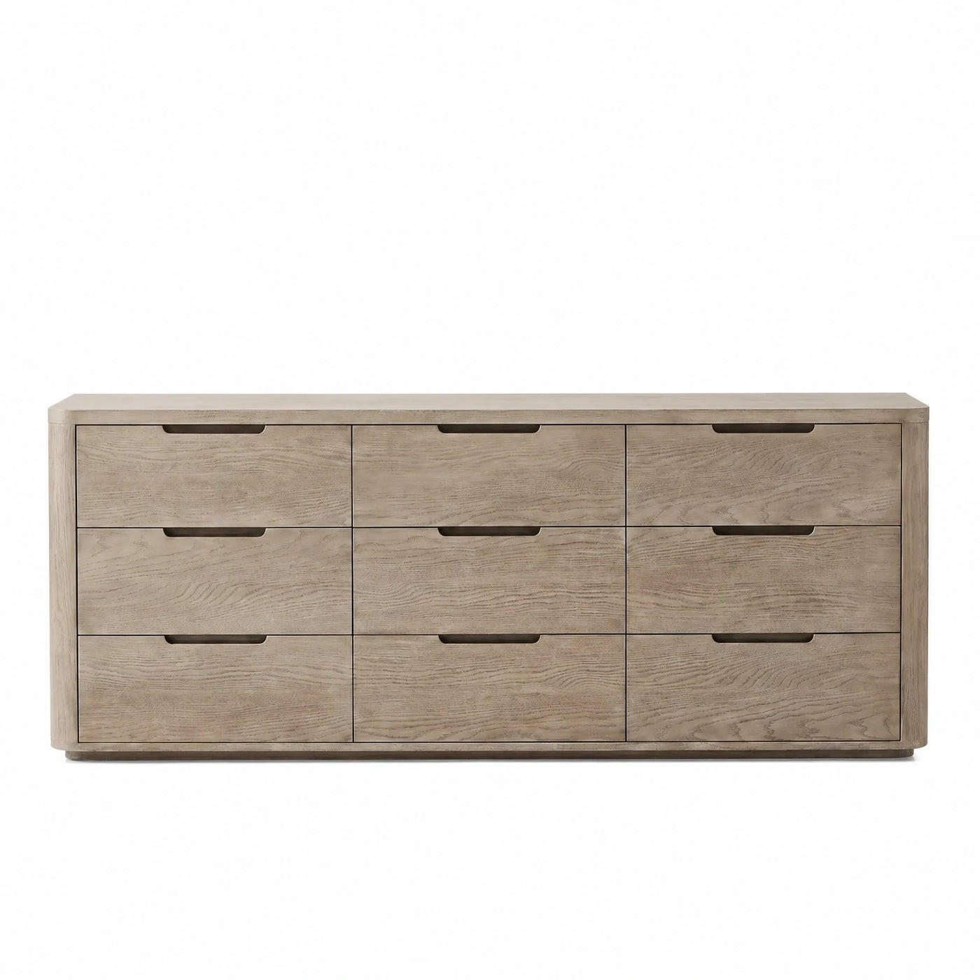 Nine-Drawer Wooden Dresser with Integrated Handles