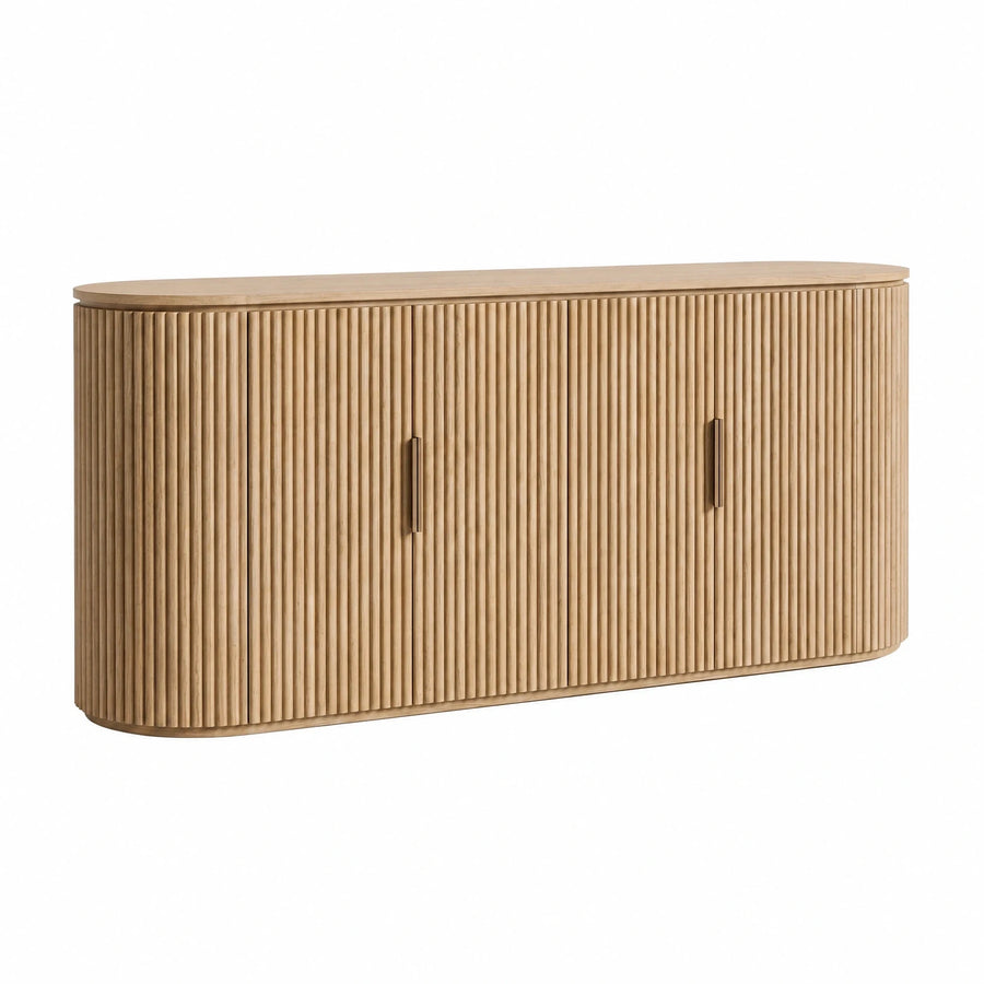 Oval Fluted Wood Sideboard Cabinet