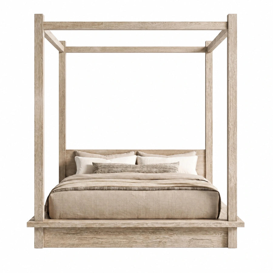 Light Wood Four Poster Platform Bed