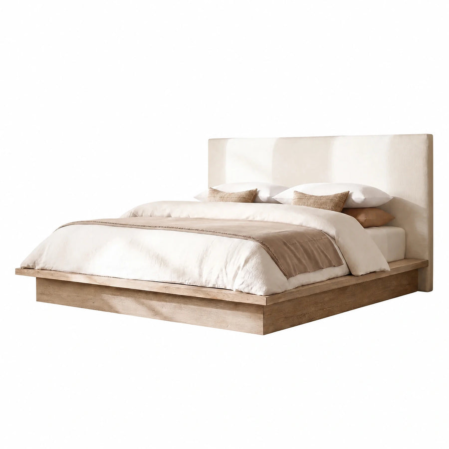 Modern Upholstered Platform Bed with Tall Headboard