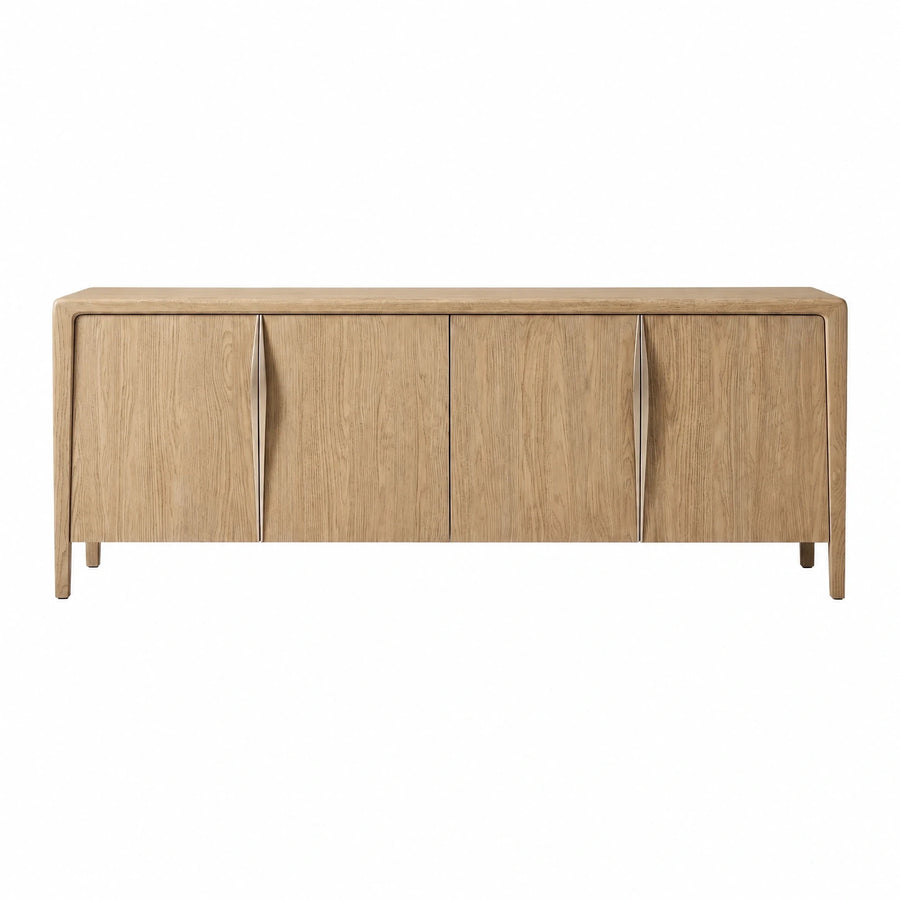 Light Oak Wood Four-Door Sideboard Cabinet