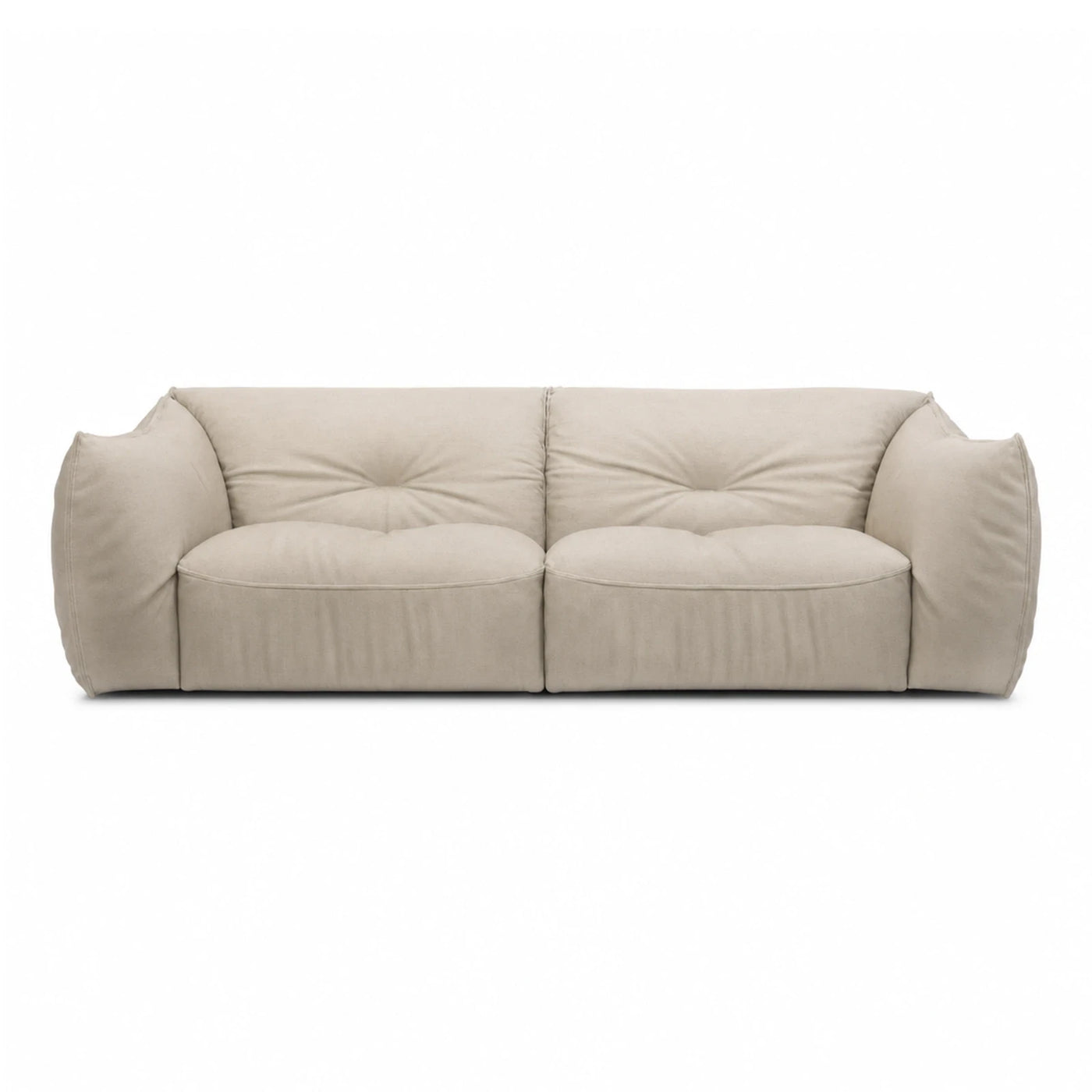 Beige Fabric Modular Sofa with Tufted Backrest