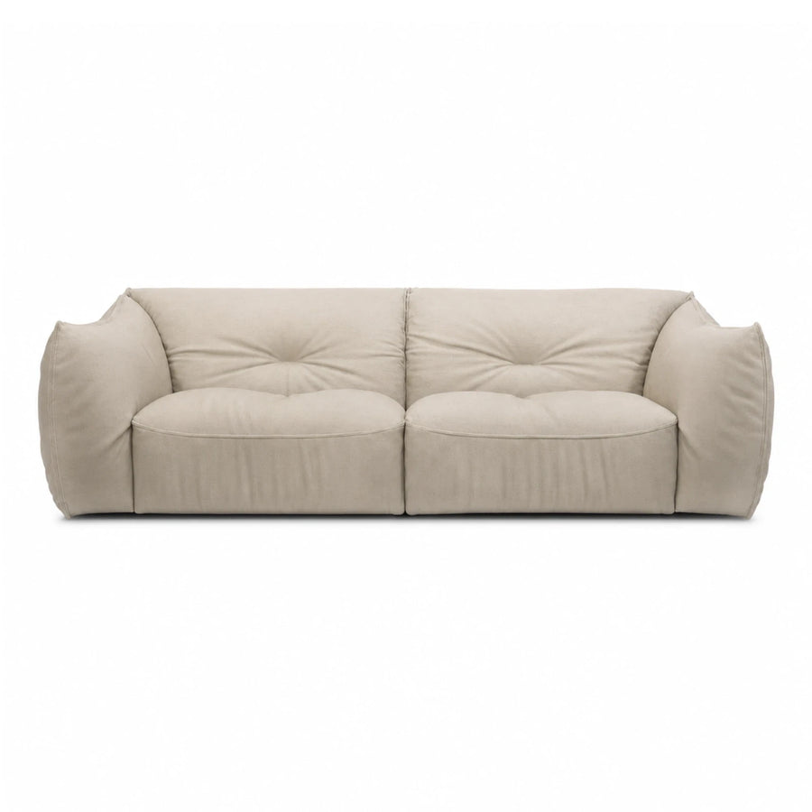 Beige Fabric Modular Sofa with Tufted Backrest