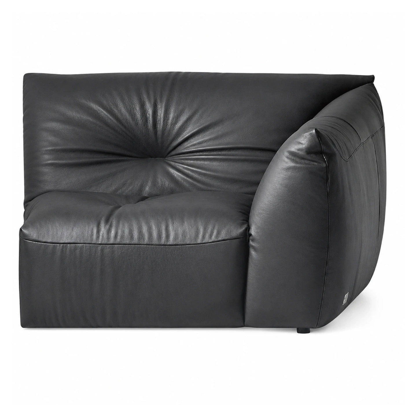Black Leather Lounge Chair with Tufted Back