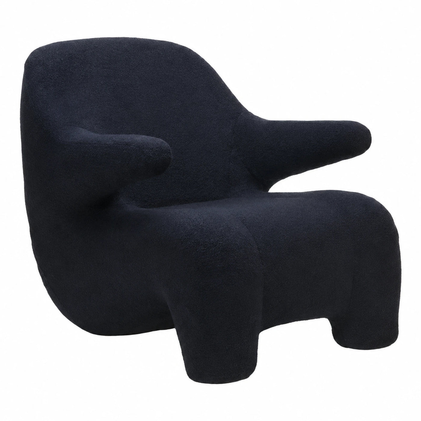 Black Boucle Armchair with Sculptural Organic Shape