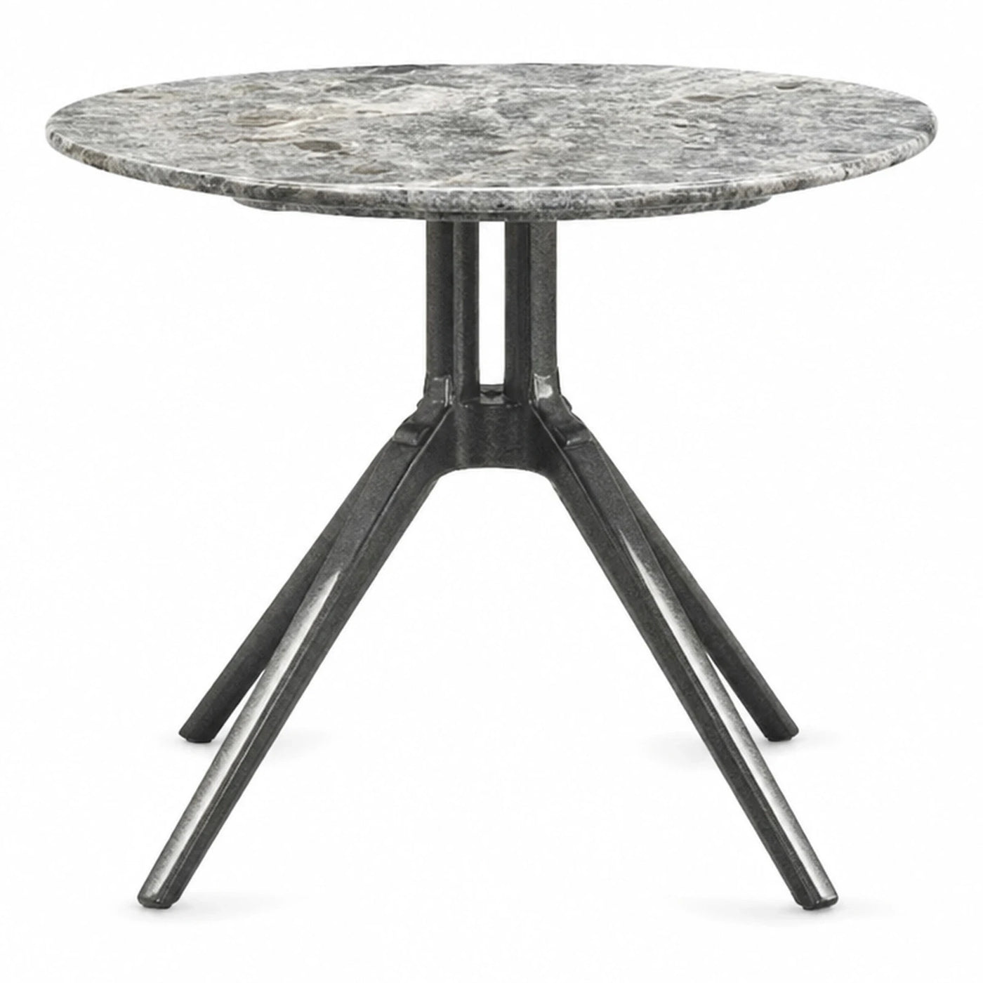 Round Marble Top Side Table with Black Metal Base