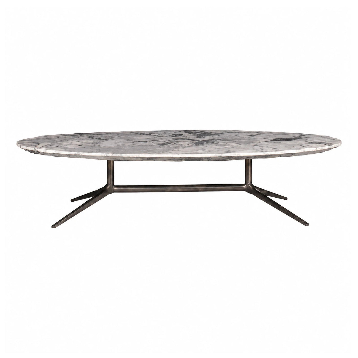 Oval Marble Coffee Table with Metal Base