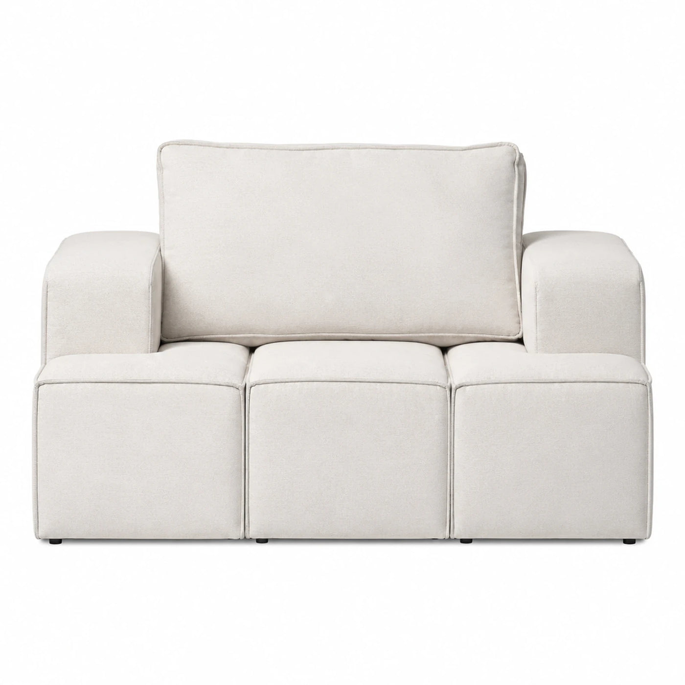 Cream Modular Fabric Sofa with Wide Armrests