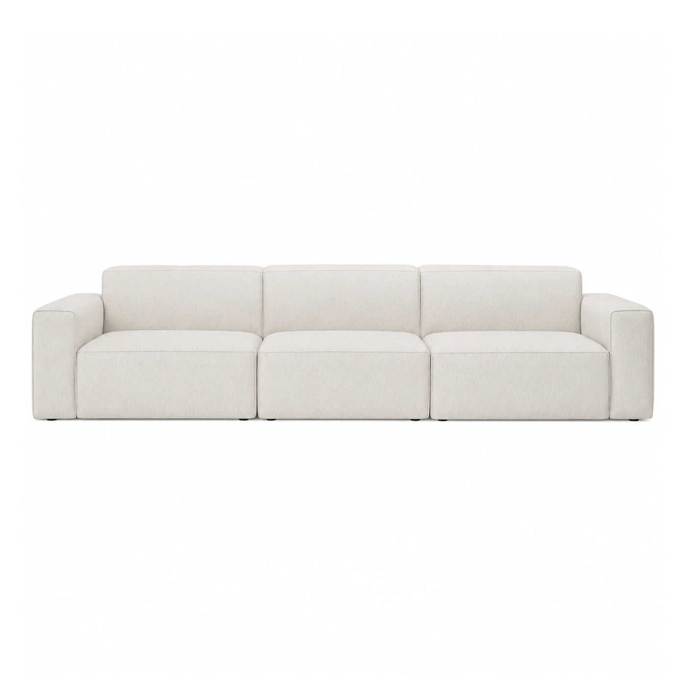 Cream Modular Fabric Sofa with Low Profile Design