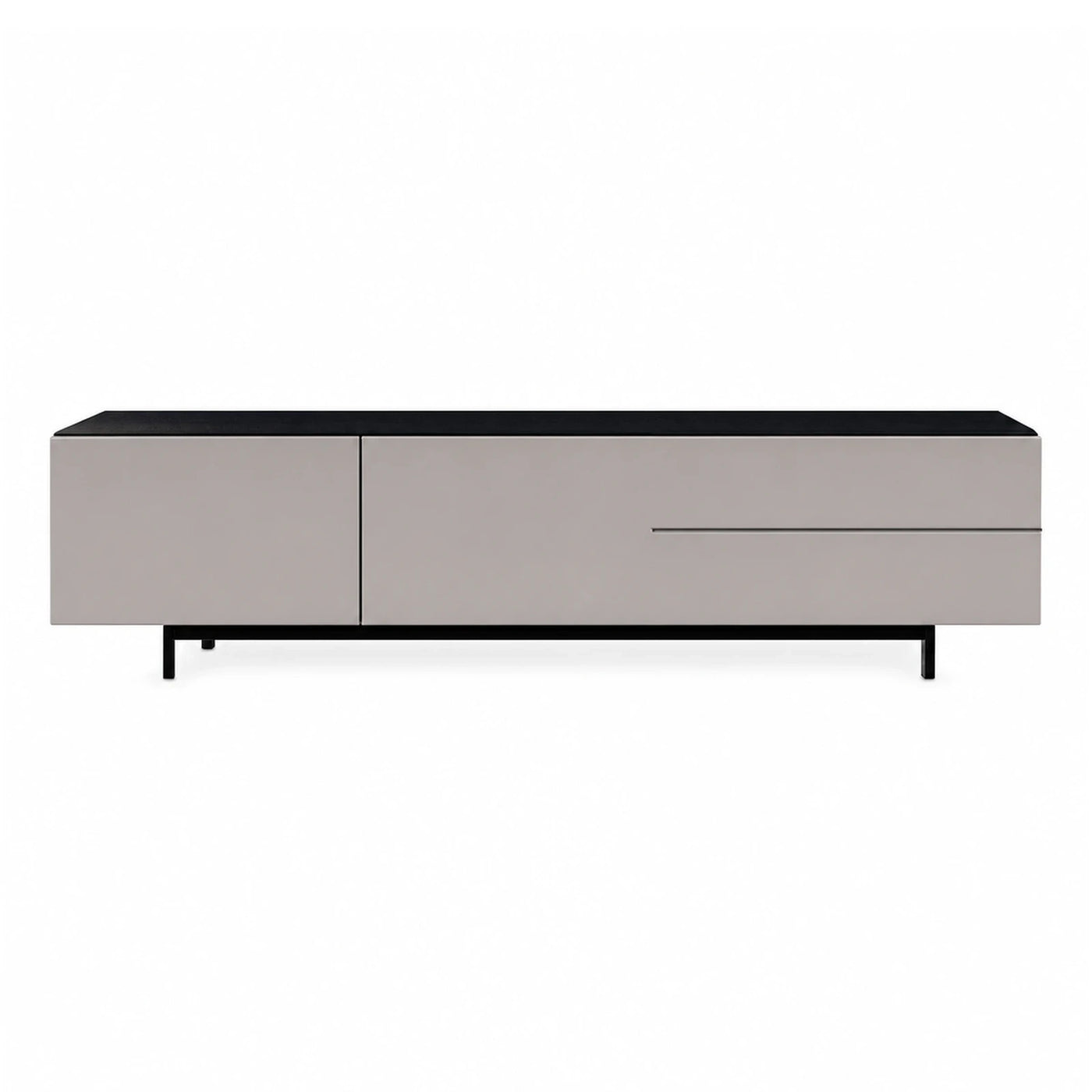 Modern Grey Media Console with Black Top