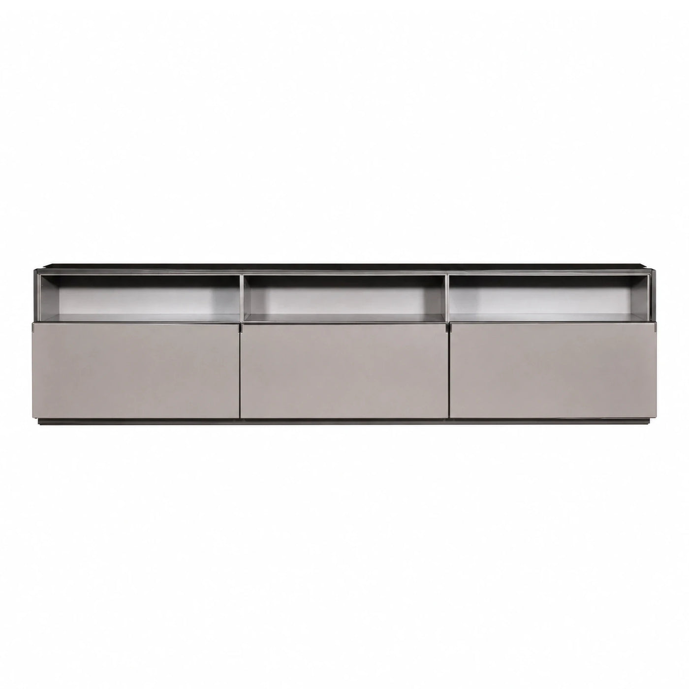 Modern Grey Media Console with Open Shelves