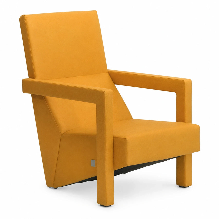 Yellow Fabric Armchair with Open Frame Arms
