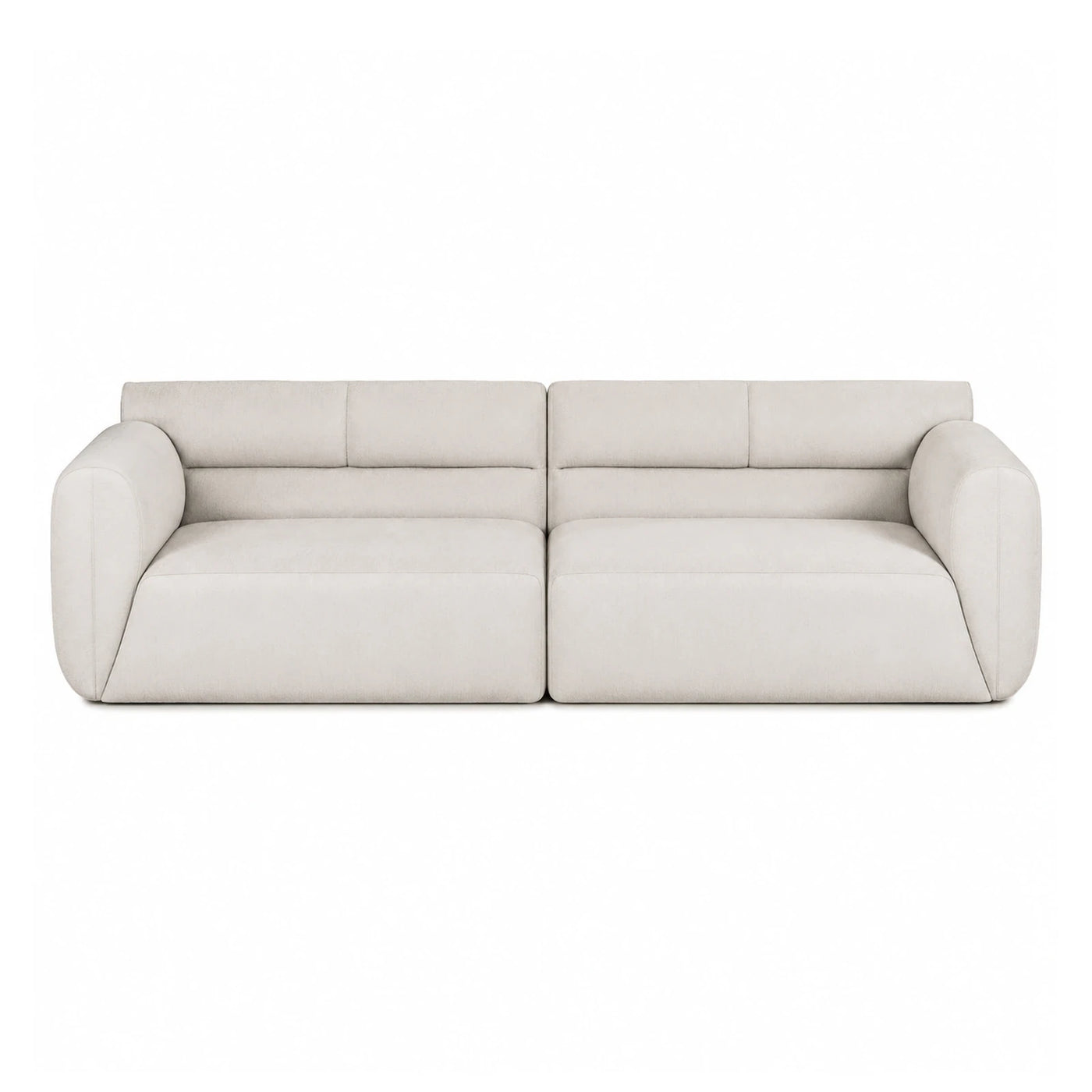 Cream Modular Fabric Sofa with Rounded Arms