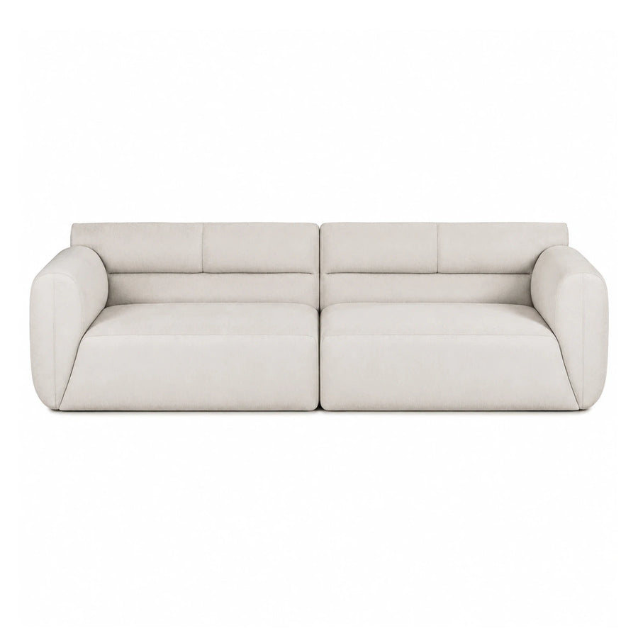 Cream Modular Fabric Sofa with Rounded Arms