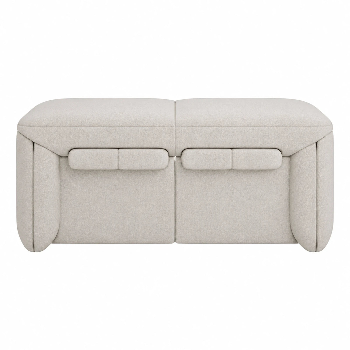 Modular Beige Fabric Ottoman Bench with Handles