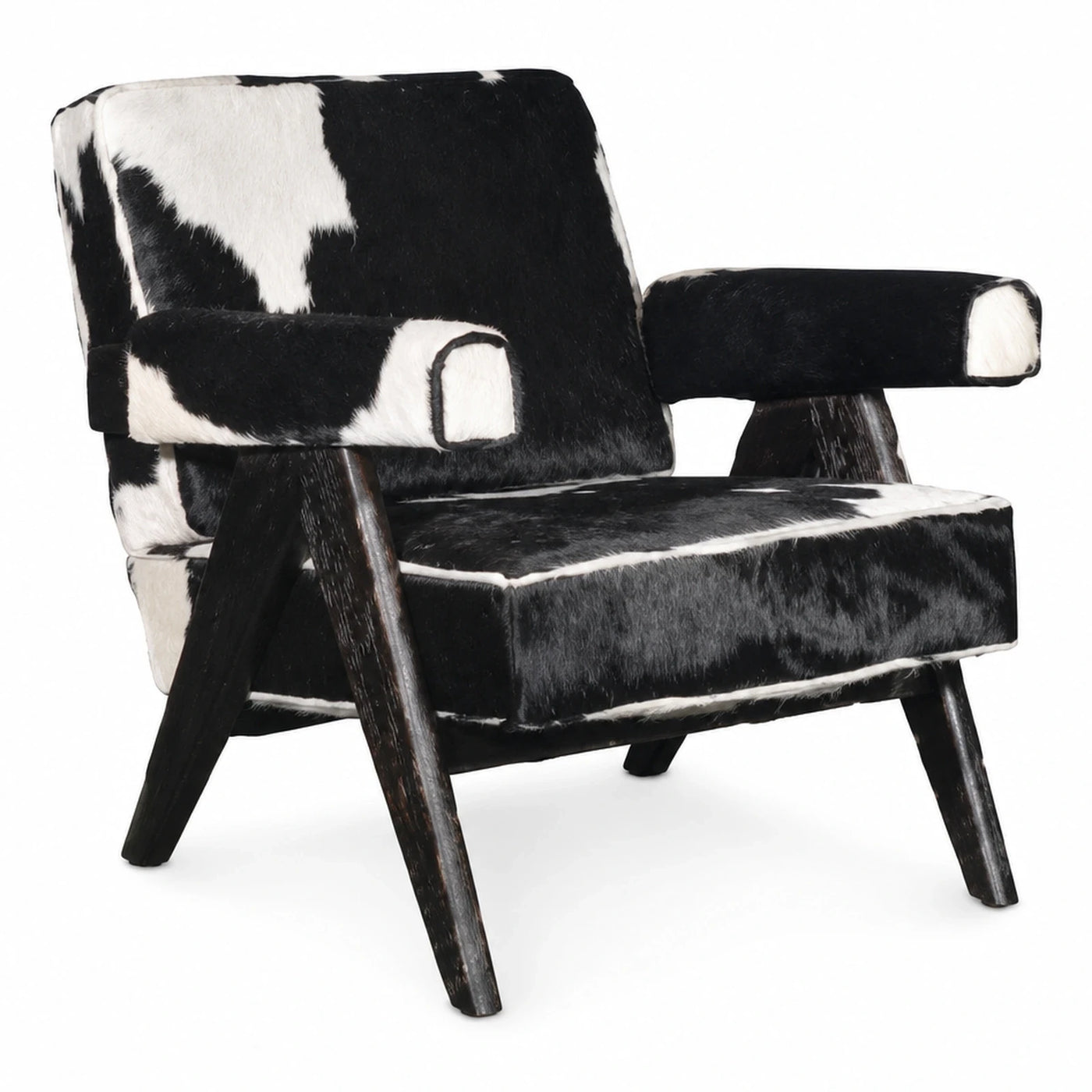 Black and White Cowhide Accent Armchair