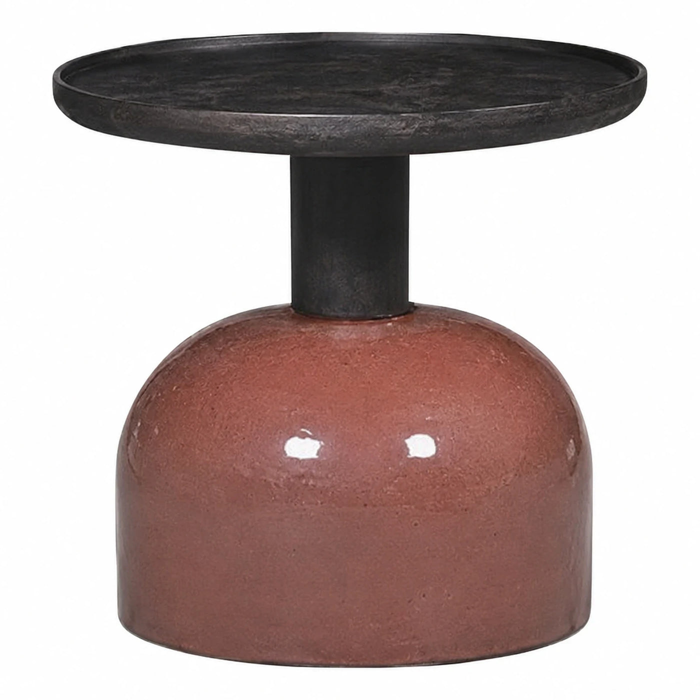 Round Side Table with Dome Base and Black Tray Top