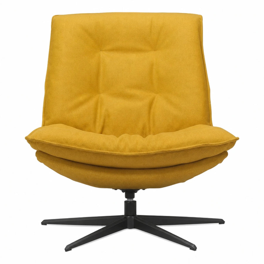 Yellow Fabric Swivel Lounge Chair with Tufted Back