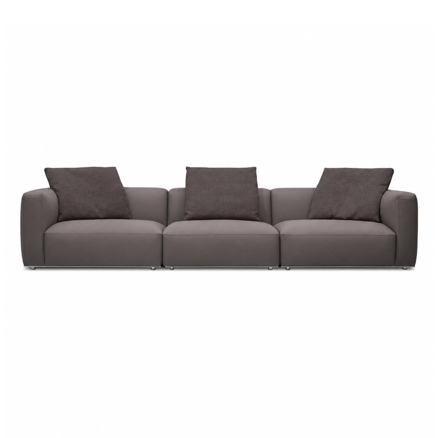 Grey Modular Sofa with Textured Pillows