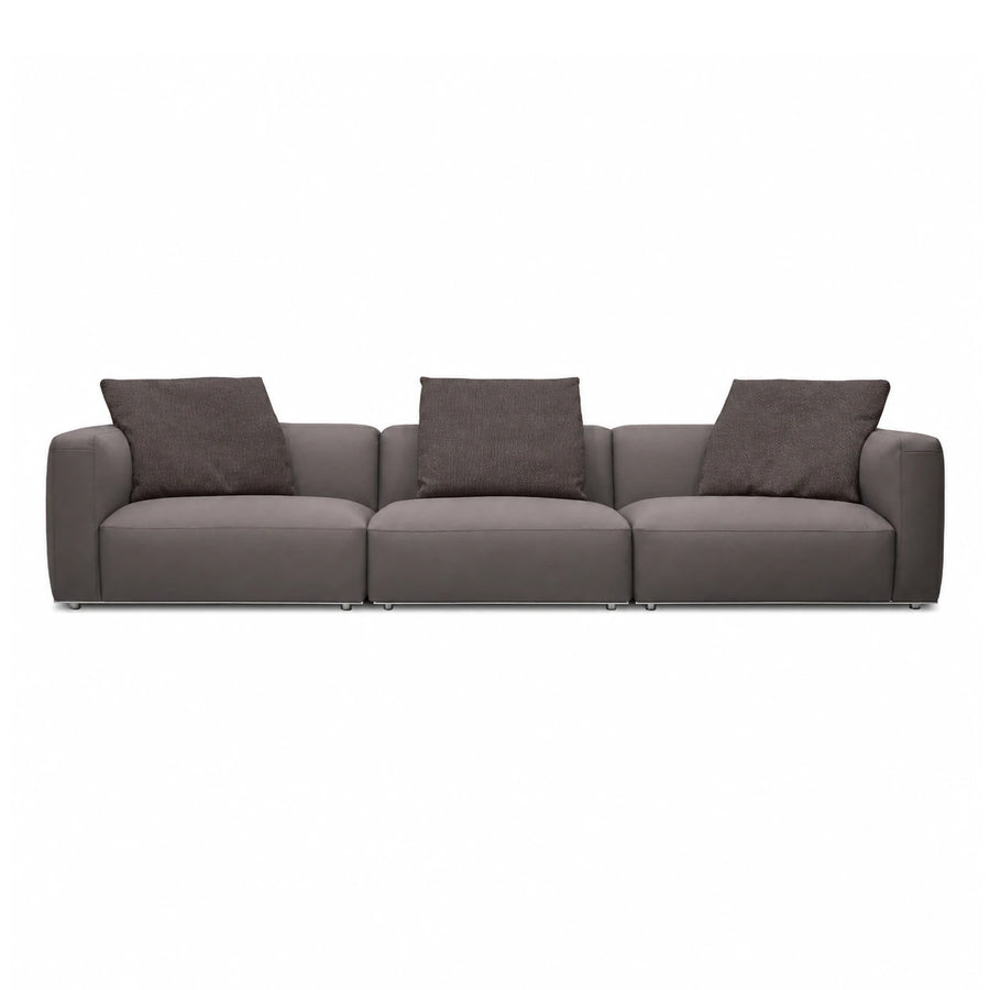 Grey Modular Sofa with Textured Pillows