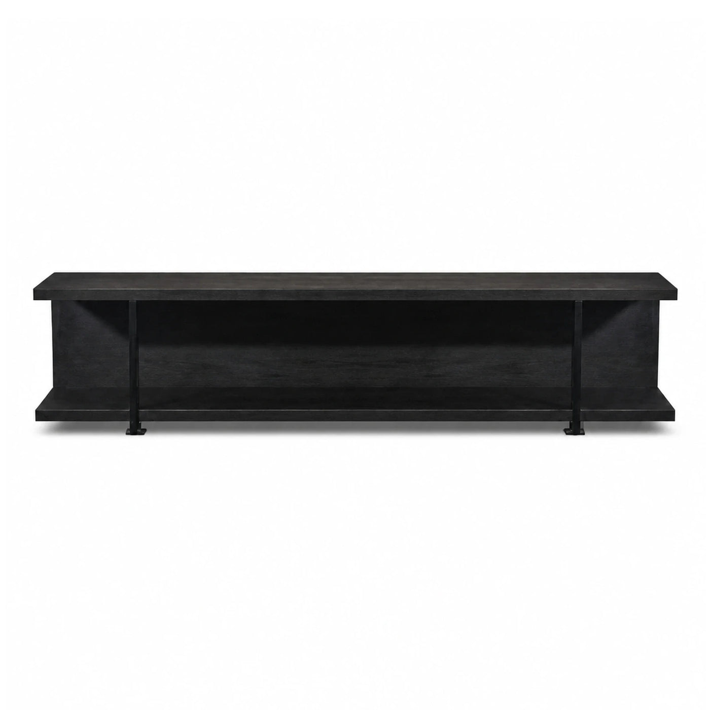 Black Wood TV Stand with Metal Legs