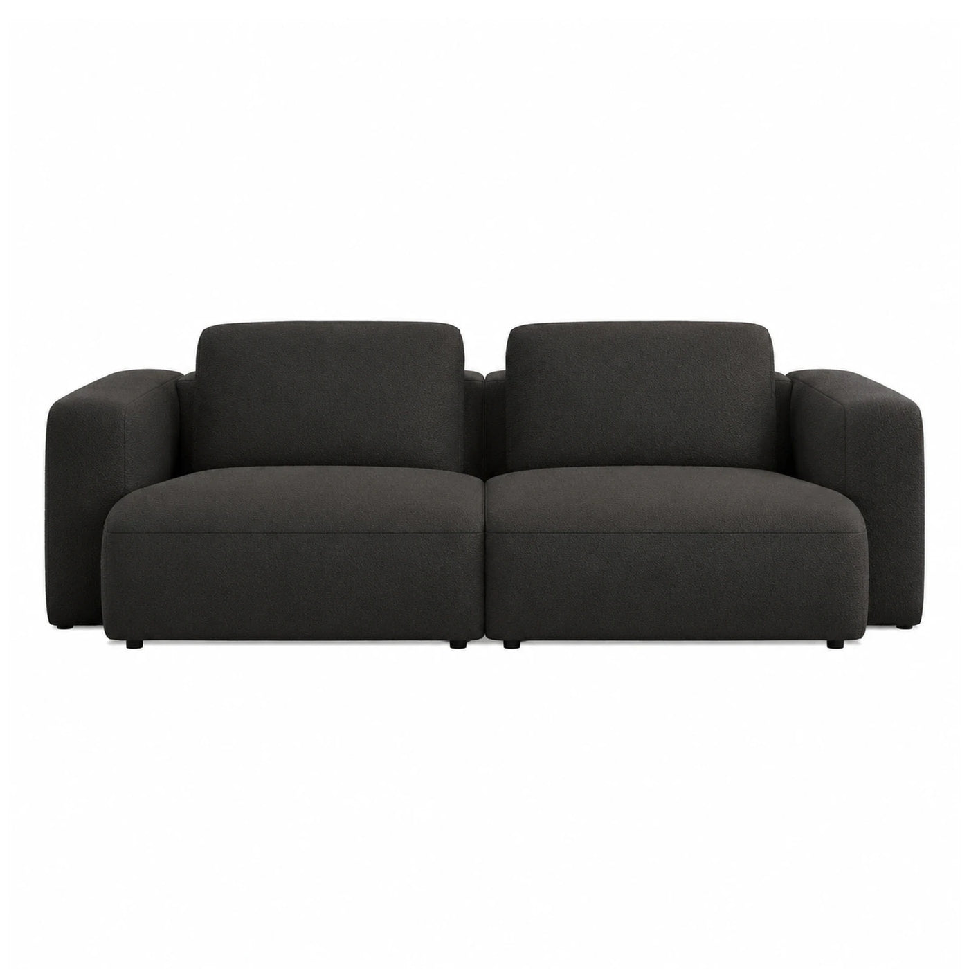 Black Modular Fabric Sofa with Wide Armrests