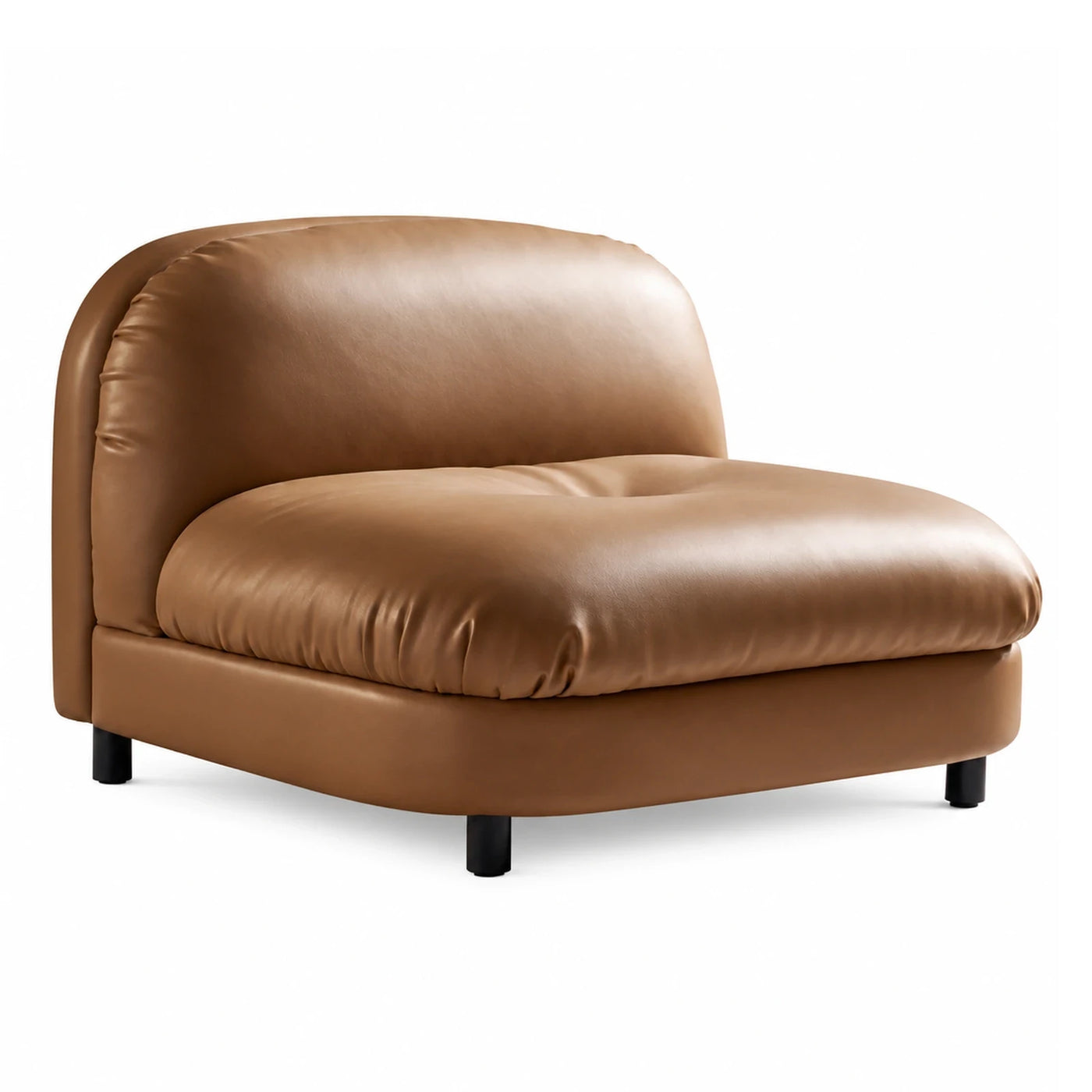 Brown Leather Lounge Chair with Black Legs