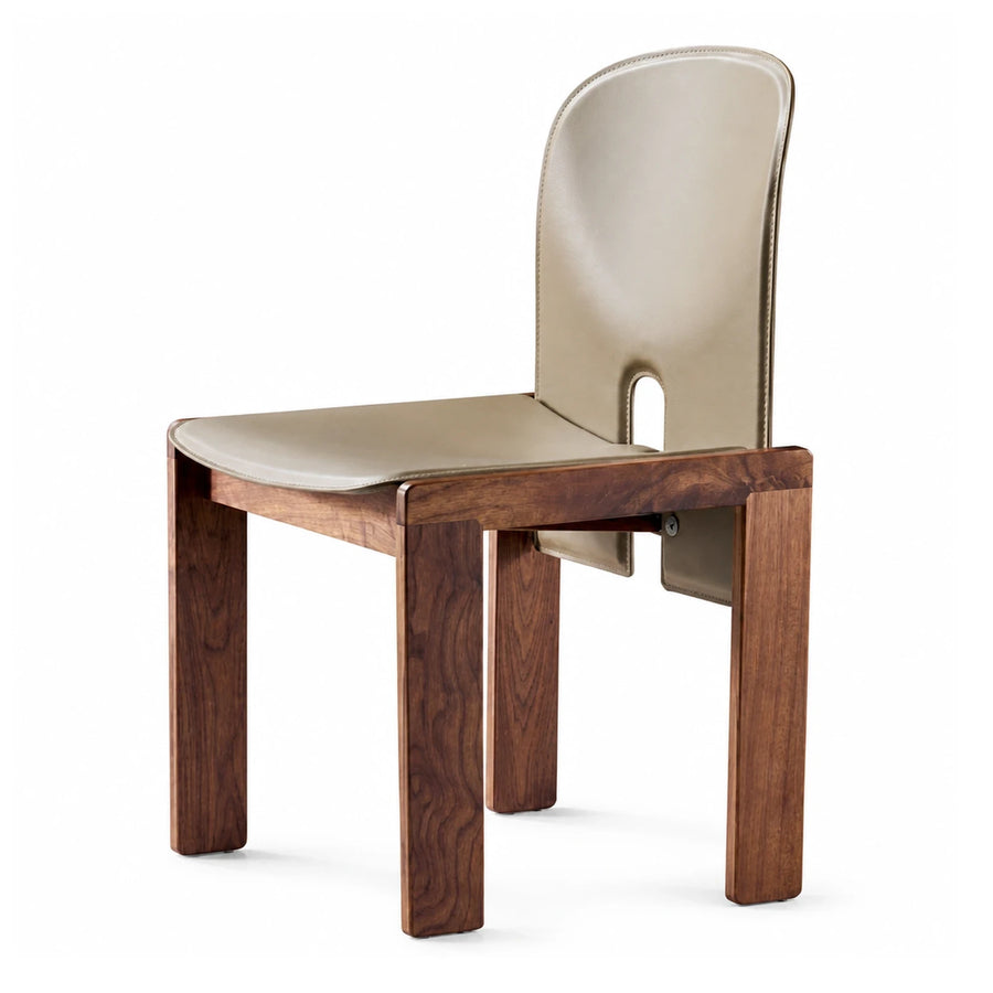 Walnut Wood Frame Leather Dining Chair
