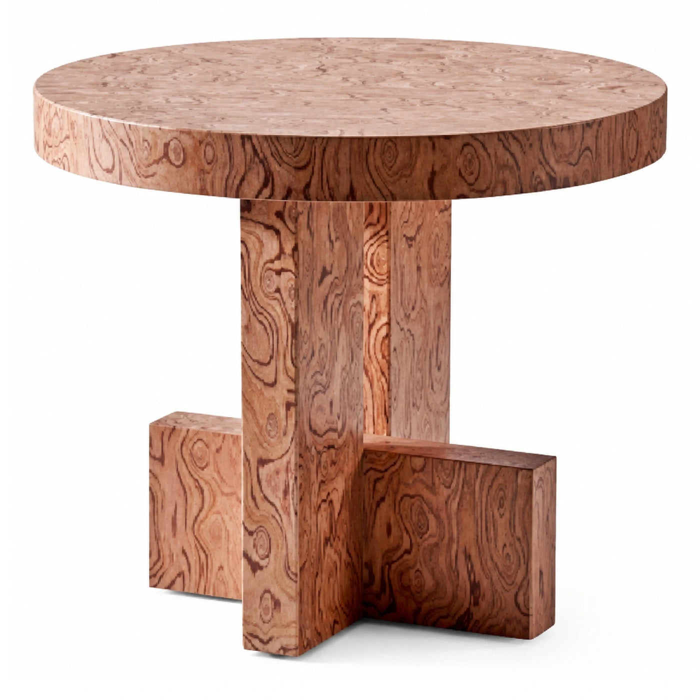 Round Burl Wood Pedestal Dining Table