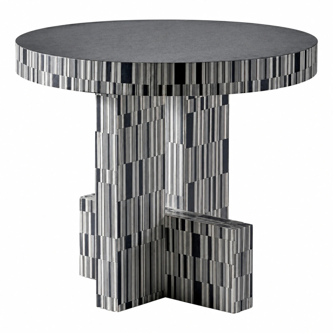 Round Side Table with Mosaic Base