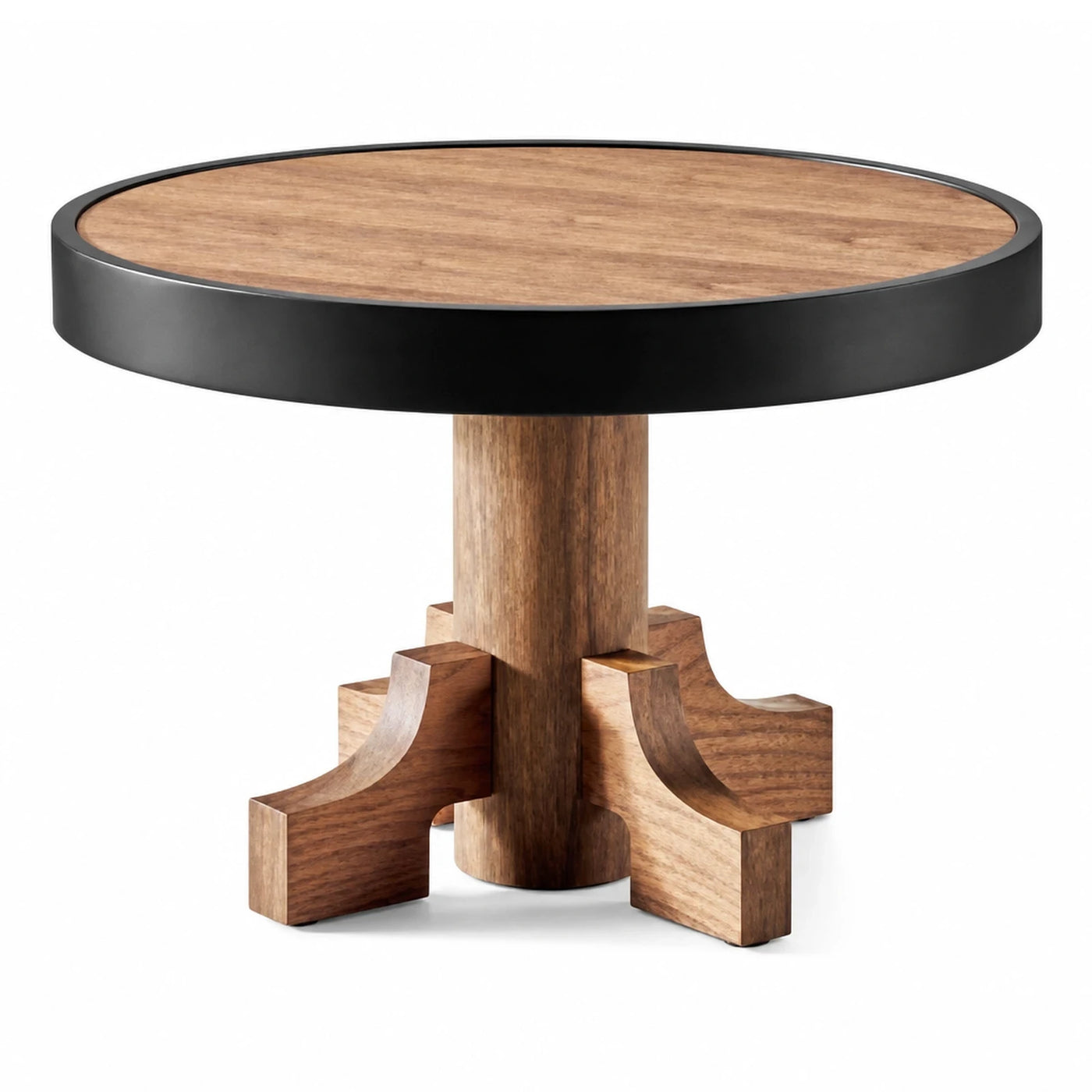 Round Wood Coffee Table with Black Rim